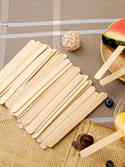 50/100pcs Ice Lolly Sticks, Handmade Materials For Making Ice Lollies, DIY Craft Model Ice Lolly Wooden Parts (The Wood Color May Vary Slightly Between Batches, Which Is Normal And Does Not Affect Usage)