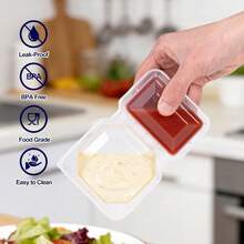 12pcs/24pcs Small 2-Compartment Plastic Food Storage Containers With Lids, 8oz Capacity, Suitable For Portion Control, Meal Prep, Lunch, Travel, Camping, Office - View 2