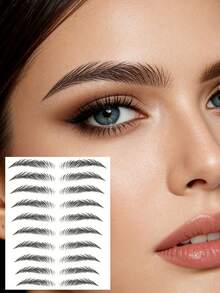 10对6D仿真眉毛纹身贴纸，轻松打造专业眉形 - 防水耐用 - 黑色 - 查看 2