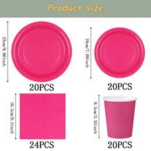 粉色一次性餐具套装，7/9英寸派对餐盘，一次性纸盘、纸杯、餐巾纸，适用于节日、婚礼、订婚、生日、派对、庆典等场合。 - 多色 - 查看 12