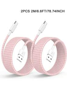 2 pièces Câble de données USB A vers USB C, câble de charge super rapide de 60 W Type-C, câble de charge tressé en nylon USB C compatible avec Apple 17 16 15/Plus/Pro/Pro Max, S26 S25 S24 S23 S22 S21 S20 - Multicolore - Voir 17