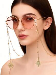 1pc Metal Sun Accessory Decorative Glasses Chain, Women's Creative Eyeglass Chain, Fashionable Glasses Accessory,Girl's Fashion Glasses Chain - Multicolor - View 1