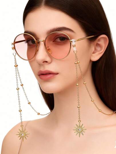 1pc Metal Sun Accessory Decorative Glasses Chain, Women's Creative Eyeglass Chain, Fashionable Glasses Accessory,Girl's Fashion Glasses Chain