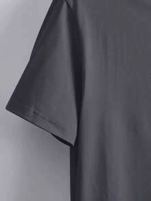 Strevion OBM Men X TOM & JERRY Áo thun nam tay ngắn cổ tròn in hình họa tiết trượt tuyết tối giản hiệu Tom, thích hợp cho mùa hè. - Màu xám đen - Xem 3