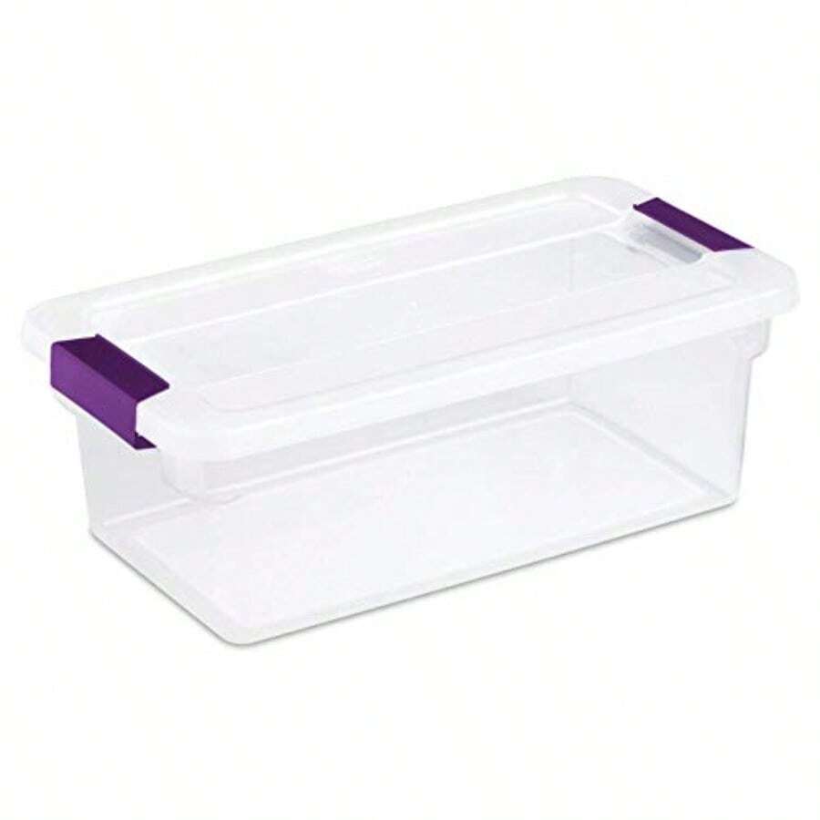 Sterilite 17511712 Caja de pestillo de 5.7 litros Transparente con pestillos de Ciruela Dulce Paquete de 12 6 Quart Transparente Paquete de 12 Unidades 1 - Ciruela Dulce - Ver 1