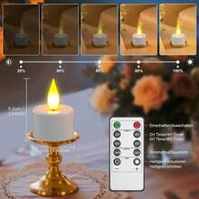 12 Pack Rechargeable Flameless LED Candles  Includes Remote Control And Charging Base, Featuring Realistic Flickering Flame Effect And Plug And Play Timer  Ideal For Weddings, Birthdays, Valentine S Day, Parties, And More - 12 cái - Xem 5