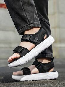 New Summer Kids Soft Bottom Outdoor Fashion Convenient Hook And Loop Versatile Casual Sandals - Black and White - View 3