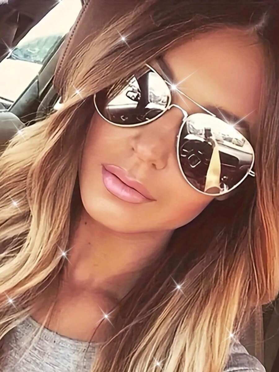 1 Stück 2026 neue Mode Damen Metall Aviator Brille, farbige Gläser dekoratives Accessoire, geeignet für Strand, Urlaub, Outdoor-Aktivitäten, Geschenk für Frauen, Urlaubsgeschenk - Silber - Übersicht 1