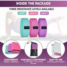 Resistance Bands, Workout Set, 3 Resistance Levels, Fabric Elastic Bands For Legs And Glutes, Yoga, Pilates, Training Exercise Bands - Multicolor - View 6