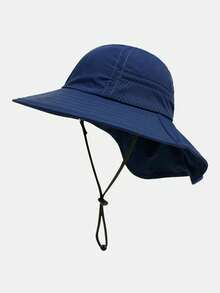 1pc Kids Solid Color Mesh Shawl Bucket Hat, Sun Ion Beach Visor, Suitable For 8-16 Years Old - 1PC - View 12