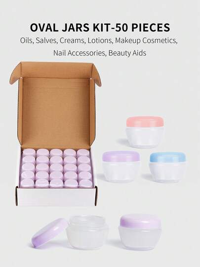 YUEMEI MOMENT 50pcs/Set Mushroom Cream Jars, 10g Capacity, Gentle Pink, Light Purple, Moonlight Blue Colors, With Cushion Pads To Prevent Leakage, Beaded Storage