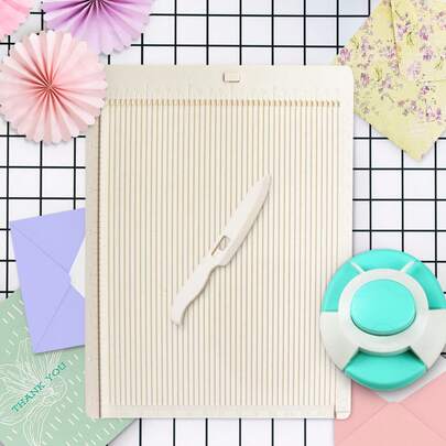 3件套迷你压痕信封打孔板盒及信封制作器，适用于纸艺制作，配有折叠工具、骨刀、圆角器、R4圆角器、纸卡打孔器，便携式，适用于纸艺、卡片制作、信封和盒子制作