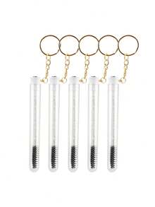 1/5pcs Reusable Eyelash Brush Tubes With Golden Keychain Sparkling Lash Mascara Wands In Tubes Eyebrow Combs With Container Lash Spoolies Comb Brushes Mini Makeup Tools - Multicolor - View 17