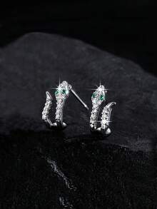 1 Pair 2pcs/Set Luxury Zirconia Snake Wrap Ear Cuff, Unique Fashion Ear Cuff Earrings, Unisex Suitable For Special Occasions, Festivals And Parties - Silver - View 8