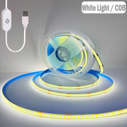 1 dải đèn LED COB dẻo, cấp nguồn USB, dùng trang trí nhà cửa trong nhà vào các dịp lễ, có thể chọn ánh sáng trắng ấm hoặc trắng lạnh, có dây, điện áp thấp 5V, dùng cho toàn bộ ngôi nhà: Thiết kế điện áp thấp giúp tiếp xúc an toàn, thích hợp cho đầu giường, tủ quần áo và tương thích với nguồn điện ô tô/cắm trại.