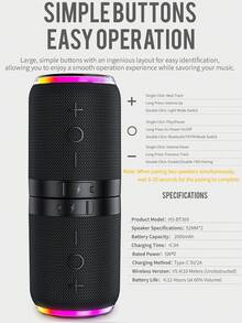 一套无线便携式磁吸双功能RGB炫彩灯光+TWS蓝牙低音炮，带织物网布收纳袋，支持单/双声道播放，蓝牙/TF卡/收音机多模式蓝牙音箱 - 查看 11