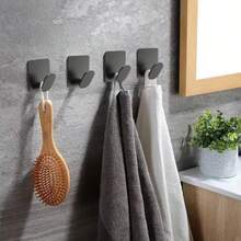Bathroom Towel Rack, Towel/Hat Hooks, Stainless Steel Adhesive Hooks, Suitable For Bathroom/Kitchen Adhesive Hooks, Can Hang Bathrobes/Towels/Coats/Christmas Stockings/Wreaths/Holiday Decorations, Waterproof And Rust-Proof Wall Hooks That Won't Damage Walls - Multicolor - View 8