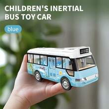 Blue Inertia Bus Doll, Friction Powered Mini City Bus Model, Children's Simulation Vehicle Doll, Kids Gift, Doll Car, Children's Doll, Car, Boys Doll - Multicolor - View 3