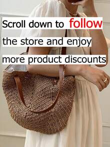 This Woven Bag Features A Full, Petal-Shaped Silhouette And Is Crafted From A Delicate Light Brown Twill Fabric. - Brown - View 2