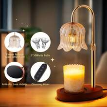 Auto Timer Candle Warmer Lamp, Height & Brightness Adjustable Candle Lamp, Flameless Wax Melt Warmer Light, No Flame No Smoke Electric Candle Heater, Candle Melting Lamp For Bedroom, Living Room, Home Office, Aesthetic Modern Home Decor Light, Cozy Night Light For Relaxing Atmosphere, Warm Ambient Lighting For Sleep And Stress Relief, Candle Warmer For Jar Candles, Compatible With Most Candle Sizes, Elegant Glass Shade And Wooden Base Design, Home Fragrance Wax Melt Warmer, Decorative Lamp For Desk, Bedside Table, Apartment And Dorm, Gift For Women, Mom, Girlfriend, Wife, Perfect For Fall Winter Home Essentials, Holiday Gift, Christmas Gift Idea, Soft Glow Lighting For Cozy Vibes, Relaxing Home Experience - Xem 2