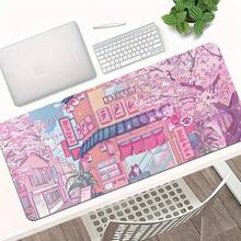 1pc Cute Cat Cafe & Pink Sakura Design - Non-Slip Rubber Base, Diatomite Material, Ultra-Smooth Surface, Suitable For Computer, Laptop, Keyboard, Mouse - Perfect For Anime Fans And Home Office Decor, Anime Desk Mat Mouse Pad Desk Accessories Office Supplies Office Desk Accessories Mousepad Mouse Pad For Desk - Xem 4