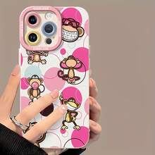 Fondo con temática de monos de dibujos animados en tonos rosa y marrón.funda de teléfono Fundas compatibles con ,Apple,VIVO,OPPO,,, y Honor.Fabricadas en silicona TPU,ofrecen protección contra golpes y caídas. - Blanco - Ver 2