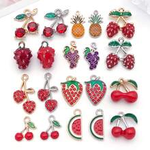 20 mặt dây chuyền hình trái cây tráng men, mặt dây chuyền tráng men vàng hình trái cây dễ thương như chuối, đào, dâu tây để làm trang sức DIY vòng cổ, vòng tay, bông tai. - Đỏ - Xem 8