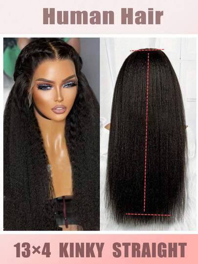 [Tóc thẳng Yaki] Tóc giả ren phía trước 13x4 màu đen xoăn thẳng, mật độ 180% và thiết kế không cần keo, tóc giả làm từ tóc người thật đã được tỉa sẵn, tóc giả ren phía trước kiểu tóc thẳng Yaki dành cho nữ, đội vào là dùng ngay, không cần keo dán, phù hợp với mọi sắc tộc, có thể rẽ ngôi bên hoặc giữa, trông tự nhiên, quà sinh nhật cho phụ nữ, tóc giả ren phía trước làm từ tóc người thật, dễ tạo kiểu, có thể tạo kiểu lại (Tóc giả kiểu bob 8-16 inch)