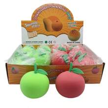 1pc New Stress Relief Apple Fruit Squeeze Toy, Realistic TPR Soft Dough Apple Squeeze Toy - Birthday Gift - Holiday Gift - Multicolor - View 4