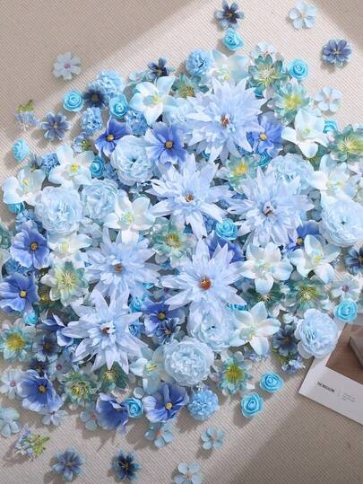 15/30/45pcs Artificial Spring & Summer Simulation Flower Heads DIY Set, Suitable For Wreath Making, Festival And Birthday Party Decorations, Wedding Bridal Wrist Corsages, Flower Arranging Materials, Home And Florist Decorations, Garden Decorations, Mother's Day Decorations, And All-Season Use.
