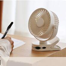 Clip On Fan USB Rechargeable Quiet 360° Rotatable Small Fan With Clip For Daily Use Beach Camping Beige - Clip-on & Desk Combo - View 7