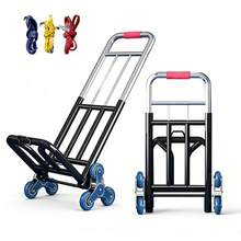 1pc Heavy Duty Folding Hand Truck With Adjustable Buckle Gear, Stair Climbing Wheels, And Portable Lift Hand Truck For Transporting And Shopping, Foldable Hand Truck - 1 Chiếc + 3 Dây buộc - Xem 3