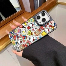 SANRIO 1 chiếc ốp lưng điện thoại 3 trong 1 bằng acrylic mới, chắc chắn, chống rơi vỡ, họa tiết sáng tạo, dày dặn, tương thích với Apple 17 ProMax/Air, 16, 11/12/13/14 Plus, XR, 7/8 Plus, 15 ProMax - màu đen - Xem 4