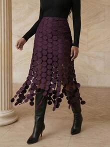 Playroots Laser Cut Multi Circle Double Layered Skirt - Violet Purple - View 4