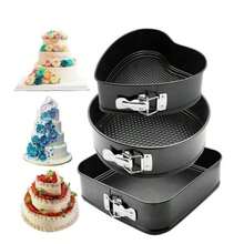 3 pièces Moules à gâteau multi-formes antiadhésifs / Moules de cuisson à fond amovible avec verrou à ressort / Ustensiles de cuisson - Voir 2