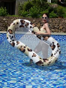 Tumbona de red con estampado de leopardo en beige, flotador de agua inflable con asiento de malla para vacaciones, flotador de piscina, artículos esenciales de playa, flotador de piscina - Beis - Ver 5