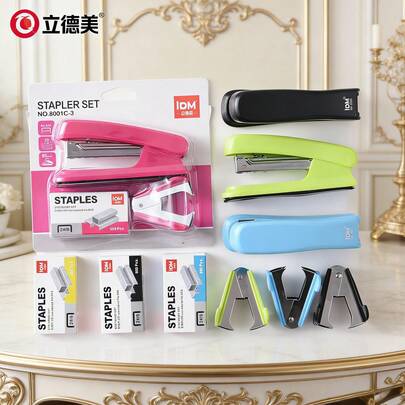 3개 스테이플러 세트, 대형 스테이플러 1개 + 소형 스테이플러 1개 + 스테이플 포함, 사무실 및 학습에 적합한 클래식 디자인