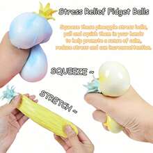 2个装 2026新款迷你随机颜色彩色菠萝挤压球，迷你水果橡皮泥球感官解压玩具 - 挤压、拉伸，缓解压力，集中注意力，挤压玩具 - 彩色 - 查看 7