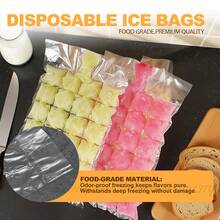 50 Pack Disposable Ice Cube Bags,Easy Freeze Ice Cube Bags For Freezer With Funnels,24-Cell Flavorsaver Ice Tray: Portion-Control For Coffee, Broth, Breast Milk & Emergency Cold Compress (50) - 50 - 查看 4