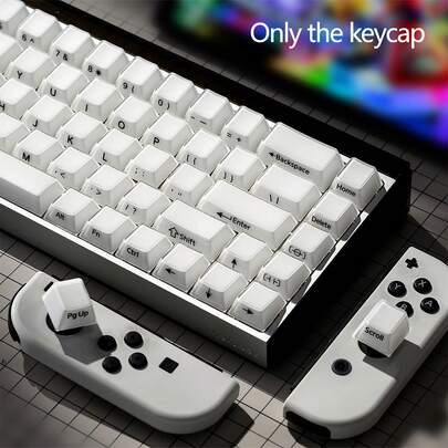 Teclas de cristal transparente con escarcha, perfil Cherry, caracteres grabados lateralmente, barra espaciadora de 6.25U, compatible con teclados mecánicos con interruptores MX, solo teclas, sin teclado incluido