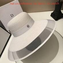 1pc Versatile Wide Brim White Straw Hat, Women's Summer Sun Protection Beach Vacation Sun Hat - Multicolor - View 3