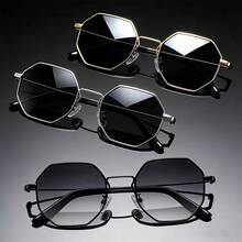 3pcs Polygon Frame Lightweight Futuristic Fashion Glasses, Suitable For Vacation, Driving, Beach Travel, Gifts - Multicolor - View 4