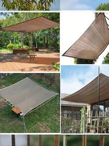 1pc Tear-Resistant Sun Shade Net, Reinforced Edges, Sun Shading Cloth, High Density Heat Insulation Net, Sun Protection And Anti-Snow, Suitable For Balcony, Yard, RV Camping, Privacy Fence Decor - Brown - View 7