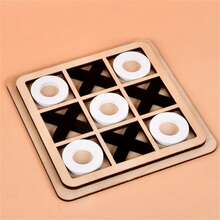木制XO井字棋游戏板：一款双人互动桌面游戏，用于智力和逻辑训练 - 彩色 - 查看 8