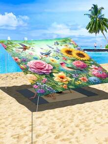 1 pieza Nueva Carpa impermeable y con protección solar de impresión digital, con un patrón elegante y fresco, adecuada para camping al aire libre, picnic, piscina, caravana, todo el año (peso de la tela 130g) - A - Ver 8