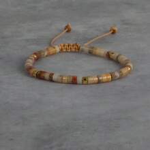 1条玫瑰石英、绿东陵玉和毕加索碧玉串珠手链 – 可调节简约天然石手链 – 精致首饰，精美礼品 - 瘋狂瑪瑙 - 查看 8