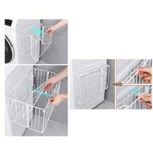 Giỏ đựng quần áo bẩn bằng sắt nghệ thuật, Giỏ đựng quần áo bẩn cao cấp gắn tường phòng tắm, Giỏ đựng quần áo bẩn lớn có nam châm, có thể gập lại. - trắng - Xem 4