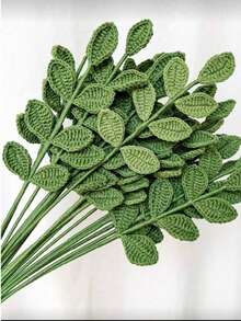 1 pièce Décoration de feuille au crochet faite main, convient pour la Saint-Valentin et la décoration de la maison au printemps/été, conception créative de branche de plante artificielle, cadeau pour la Saint-Valentin/anniversaire/remise des diplômes - feuilles tressées - Voir 1