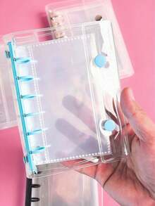 Carpeta de anillas transparente portátil A7 con diseño de doble hebilla, puede almacenar fotos hermosas. Se puede usar para exhibir colecciones de pegatinas, aplicable a libros de pegatinas, cuadernos, artículos de oficina, útiles escolares y útiles de regreso a la escuela. - multicolor - Ver 8