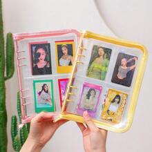 Sổ tay A5 trong suốt có khóa kéo, bìa rời, nhật ký có thể tháo rời, album đựng thẻ trong suốt tối giản, văn phòng phẩm dành cho fan Kpop, album ảnh bìa rời bóng bẩy, hộp đựng thẻ thần tượng dành cho học sinh. - A5 - Xem 2